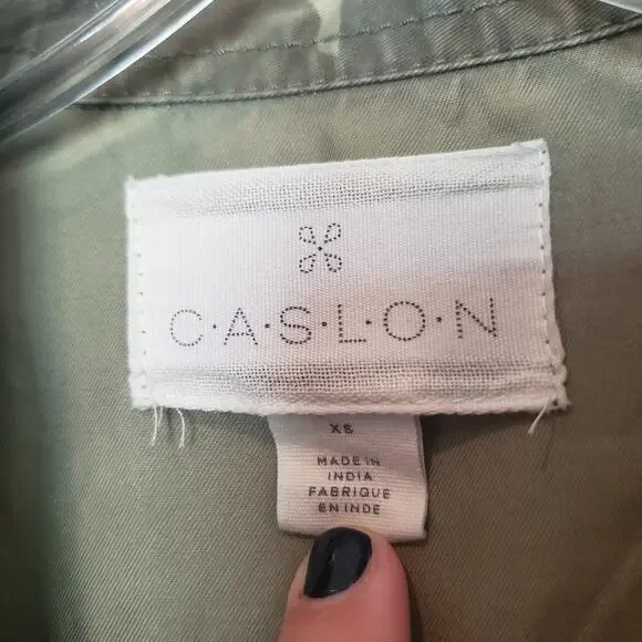 Caslon Nordstrom Camo Lightweight Utility Pocket Jacket Embroidered XS - Picture 11 of 11